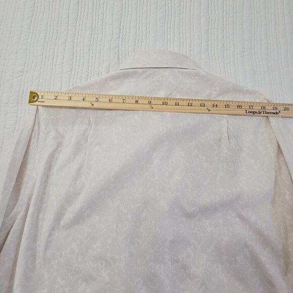 Tasso Elba Men's Large Slim Fit Shirt White on White Paisley AOP EUC LN Button - Picture 10 of 14